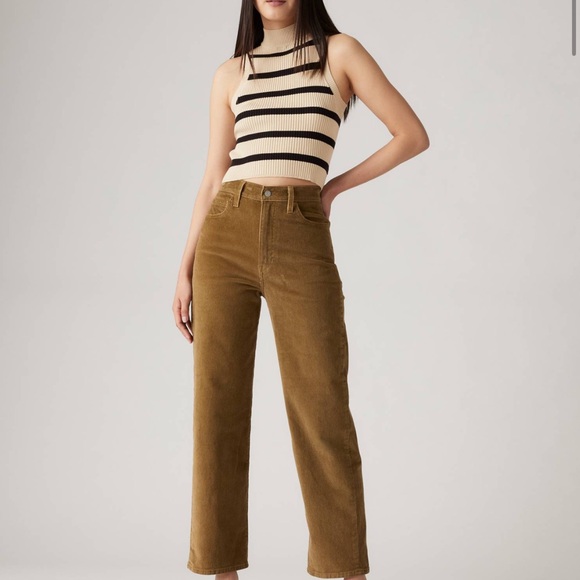Tan Corduroy Levi Ribcage Straight Ankle - Picture 1 of 6